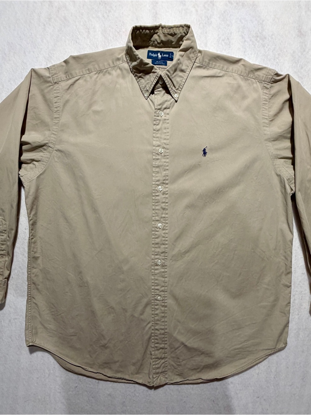 Vintage Ralph Lauren Blake Button Down Shirt Large EUC in Tan/Beige/Khaki